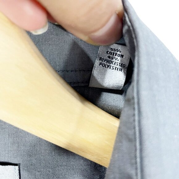 Unlisted Mens Button Up Shirt Solid Gray Regular Fit Long Sleeve Cotton Blend L - Picture 6 of 6